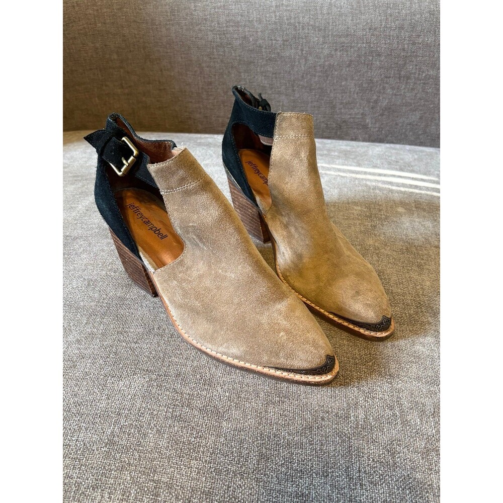 Jeffrey Campbell Woodruff Suede Cutout Block Heel Ankle Boots Size 7
